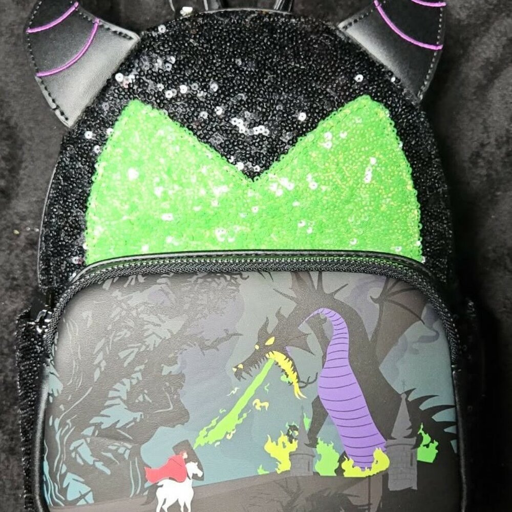 Loungefly Sleeping Beauty Maleficent Sequin Cosplay Mini Backpack